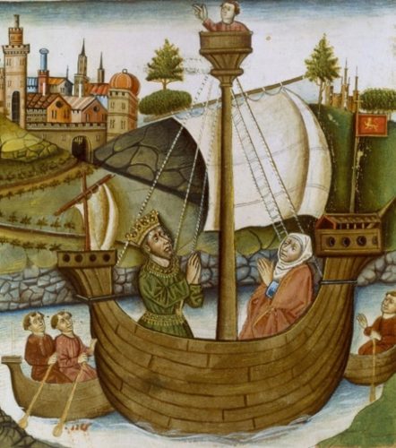 Fig. 2 : détail d’une miniature de Caballero Cifar, XVe siècle (Paris, BnF, Espagnol 36 f.38v).
