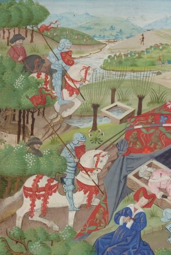 Fig. 1 : détail d’une miniature de Lancelot du Lac, XVe siècle (Paris, BnF, Français 111 f.159).