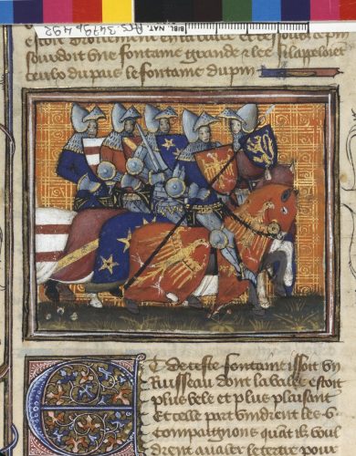 Fig. 2 : Miniature de Lancelot du Lac, XVe siècle (Paris, Arsenal, 3479 f.492).